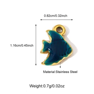 Mini pendente pesce marino in smalto acciaio inossidabile accessorio gioielli fai da te