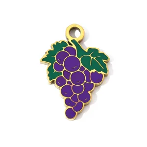 Stainless steel purple grape enamel pendant DIY jewelry accessory for necklace earrings
