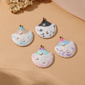 DIY enamel resin charms with pearl accents for handmade jewelry necklaces bracelets.
