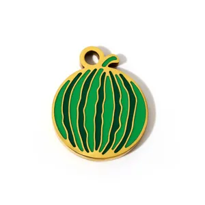 Stainless steel watermelon fruit DIY charm pendant for necklace or bracelet jewelry making details.