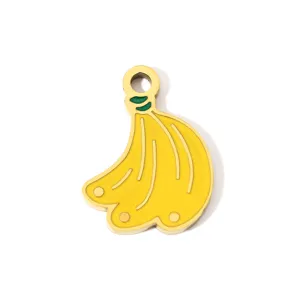 Enamel banana pendant charm for DIY jewelry making, cute fruit design accessory detail view.