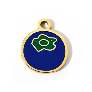 Stainless steel oil drop pendant detail view, colorful enamel DIY jewelry accessory craft part.