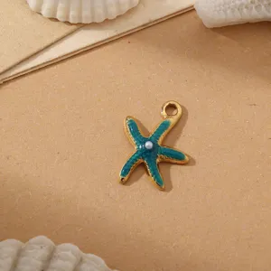 Colgante estrella de mar estilo oceánico accesorio joyería DIY esmalte perla