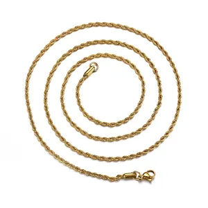 Collar de cadena de cuerda dorada hombre, cadena de metal hip hop, joyería minimalista elegante