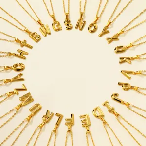 Collar con colgante de letra de acero inoxidable dorado joyería de moda alfabeto 26