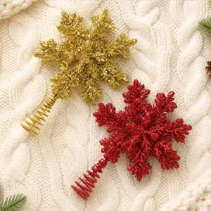 Glitter iron snowflake tree topper for Christmas decoration, spiral base holiday party prop.