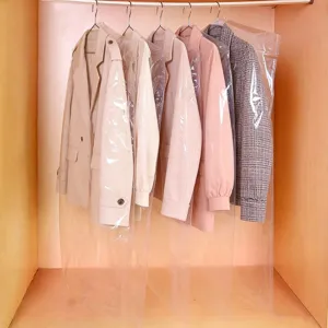 Transparent Plastic Hanging Garment Dust Cover Thickened Clothing Storage Bag For Suit Coat Dress Wardrobe Dustproof Protector