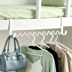 Over bed bunk bed hanging rack wave hook dorm storage organizer for clothes and bags storage