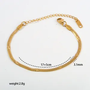 Stainless steel metal snake chain bracelet minimalist stackable fashion hand jewelry detail