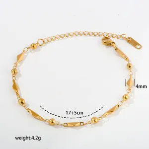 Stainless steel gold plated geometric bead bracelet adjustable length lightweight chic jewelry