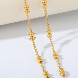 Goldfarbene Edelstahl Perlenkette Detailansicht, modische DIY Schlüsselbeinkette Schmuck.