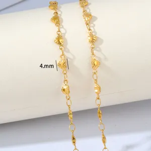 Goldene Edelstahl DIY Kette Halskette mit herzförmigen Perlen, vielseitiger Modeschmuck.