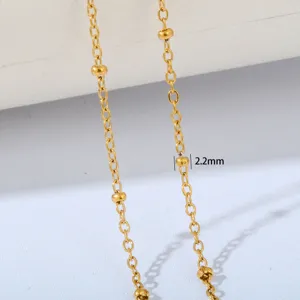 Goldener Edelstahl Perlen Ketten Anhänger DIY Halskette Schmuck Zubehör Komponente