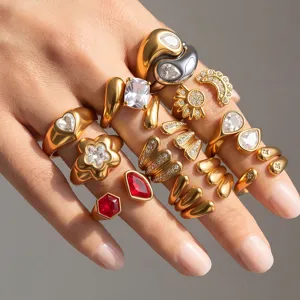 Stainless steel zircon stacking rings INS style titanium steel minimalist women rings