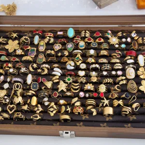 Lujo 18K chapado en oro grandes anillos de flores moda europea joyería vintage imagen principal