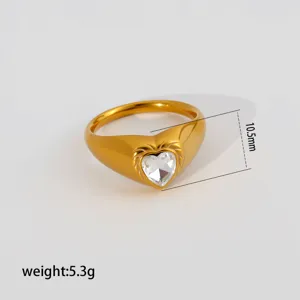 Stainless Steel Heart Zircon Ring Women Titanium Steel Minimalist Luxury Jewelry