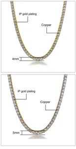 Detailed view of men hip hop tennis chain featuring micro pave zircon stones and copper base.