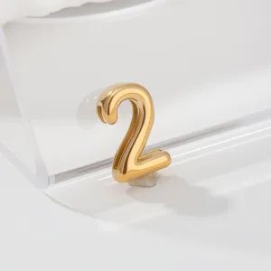 Gold stainless steel number 2 pendant charm for DIY bracelet jewelry making accessory