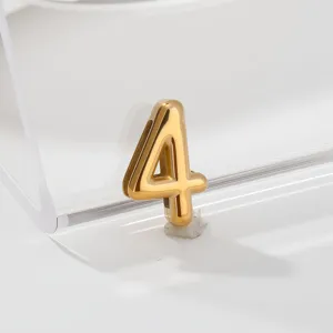 Gold stainless steel number 4 charm pendant for DIY jewelry making bracelet accessory detail shot.