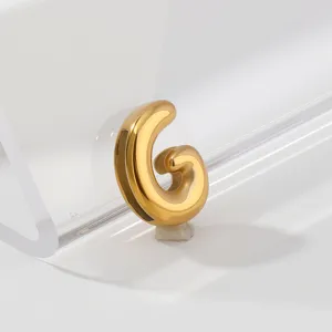 Gold stainless steel puffy letter charm pendant stylish jewelry accessory for DIY bracelet