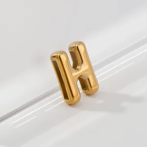 Gold letter H charm pendant, stylish stainless steel bracelet accessory for DIY jewelry making.