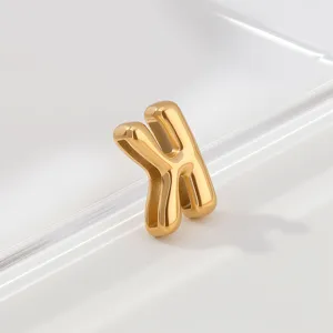 Gold stainless steel puffed letter pendant charm for DIY bracelet and necklace jewelry.