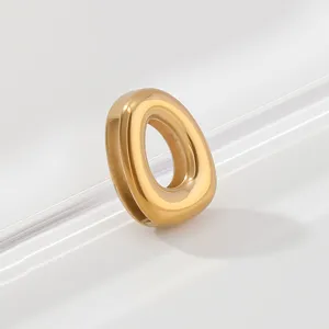 Shiny gold stainless steel irregular oval pendant charm for DIY bracelet jewelry making.