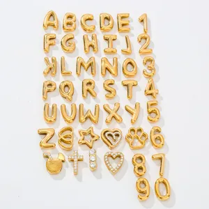 Gold stainless steel letter number charms for DIY bracelet necklace jewelry making details