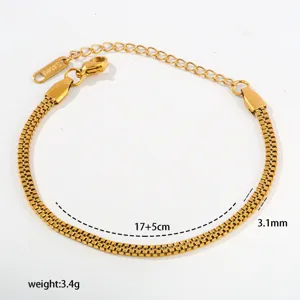 Detailed view of stainless steel double box chain bracelet showing size and weight specs.