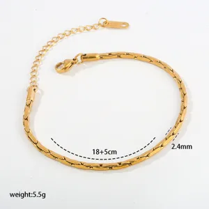 Stainless steel gold plated snake chain bracelet with extension for women daily wear