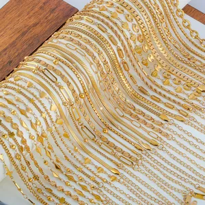 Gold stainless steel chain necklaces set, minimalist layered stackable jewelry for women.