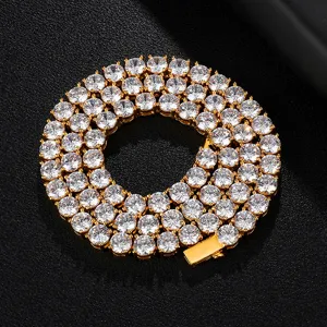 Men Hip Hop Tennis Chain Necklace Micro Paved Zirconia Copper Jewelry Gold Silver Plated Fashion Gift