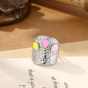 Roestvrij staal overdreven geemailleerde open ring hiphop stijl niet vervagende statement ring.