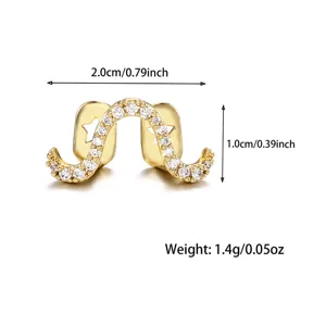 Hollow design hip hop gold grillz teeth jewelry with sparkling cubic zirconia details.