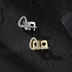 Hip hop grillz teeth jewelry set, hollow zirconia copper teeth caps, stylish party accessories
