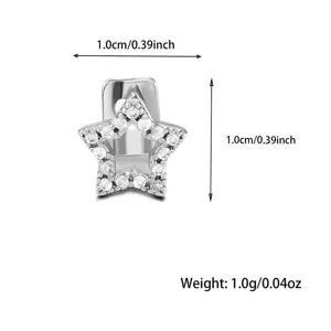 Silver tone star shaped tooth grillz with cubic zirconia stone details 1.0cm size