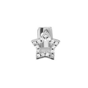 Star-shaped hip-hop grillz teeth jewelry, copper-inlaid cubic zirconia hollow design for cool fashion.