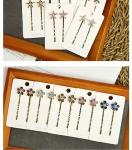 Rhinestone flower and star hair clips bobby pins set for women bridal hair accessories