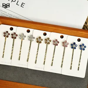 Sweet Alloy Rhinestone Flower Star Hair Clips Shiny Crystal Bobby Pins Hair Barrettes Set Headwear Accessories For Women Wedding Party