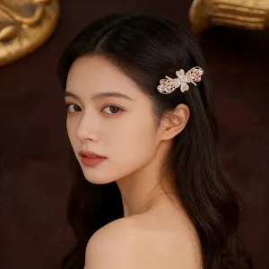 Korean Alloy Rhinestone Butterfly Bow Hair Clip Small Spring Clip Ponytail Top Clip Hair Accessories For Women Party Everyday