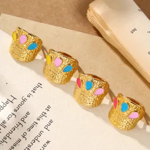 Roestvrij staal kleurrijke druppel olie open ring, trendy hip hop knokkel mode sieraden voor vrouwen.