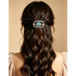 Fermaglio per Capelli Vintage in Lega Ovale con Strass Fiori Farfalla Elegante Forcina in Cristallo Gioielli da Donna
