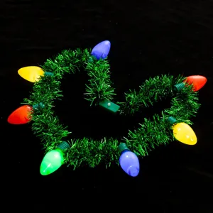 Weihnachten leuchtende Lametta Halskette mit bunten Glühbirnen für Party Festival Accessoire.