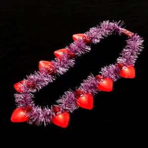 LED Herz Lametta Kette leuchtend Party Festival Konzert Urlaub Dekoration Zubehör neu