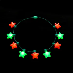 Weihnachten Stern Leuchtende Halskette Rot Grün Blinkende LED Party Dekoration Lichterkette Multi Funktion Festliche Halskette Schmuck