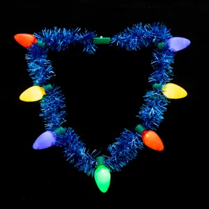 Weihnachten blaue Lametta Leuchtkette mit bunten grossen Glühbirnen für Party Zubehör