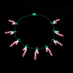 Collana natalizia luminosa a LED con bastoncino di zucchero decorazione festa ciondolo pendente