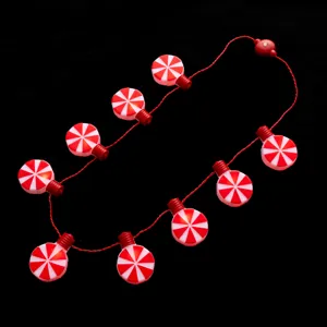 Christmas light up candy necklace 9 LED glowing party holiday decorative pendant light