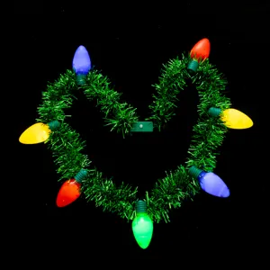 Weihnachten leuchtende Lametta Halskette mit bunten Glühbirnen für Party festliche Kleidung