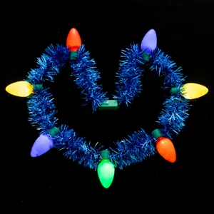 Weihnachten LED Lampe Lametta Kette bunte Glühbirnen festliche Party Kostüm Accessoires